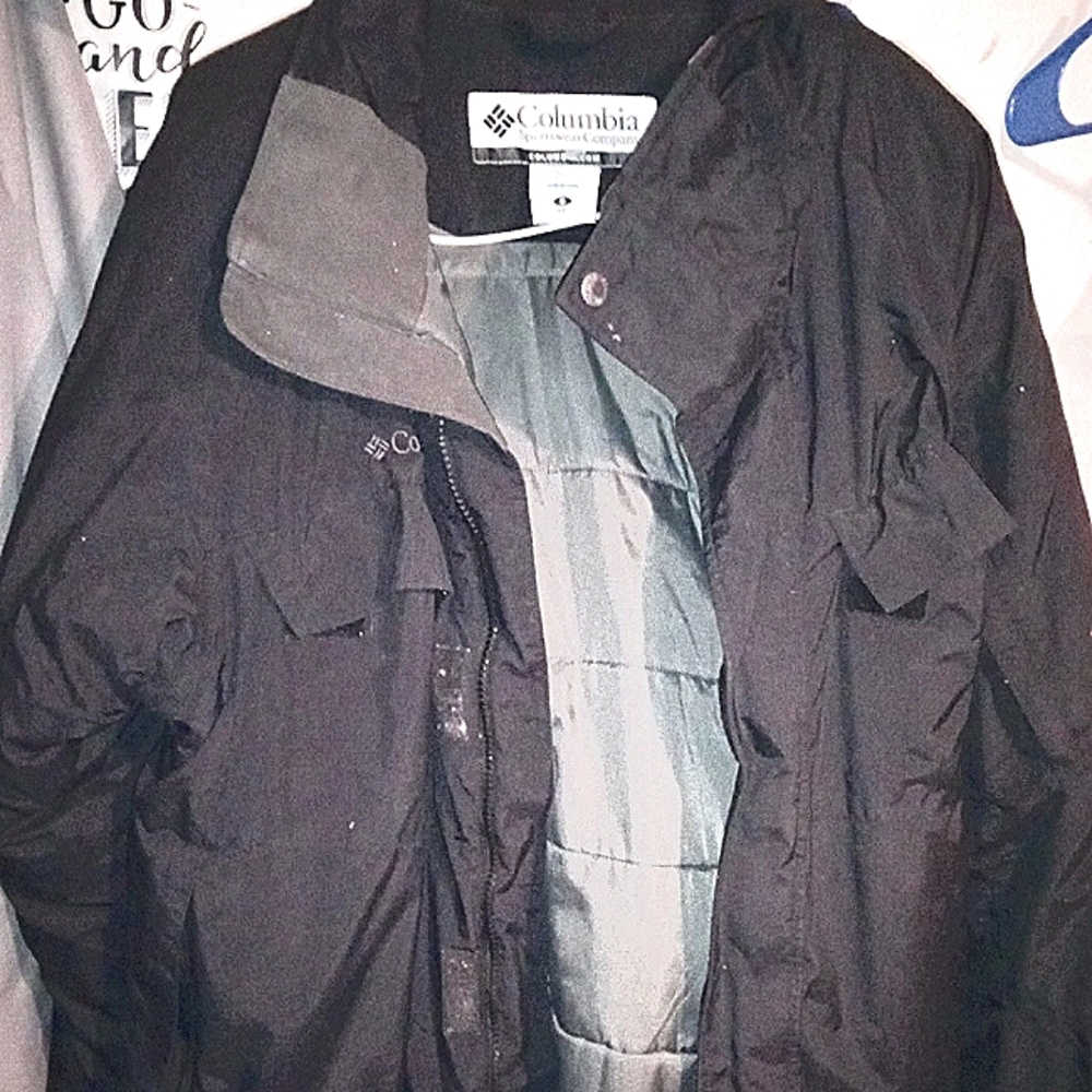 Columbia Jacket Medium Navy Blue with Gray Lining